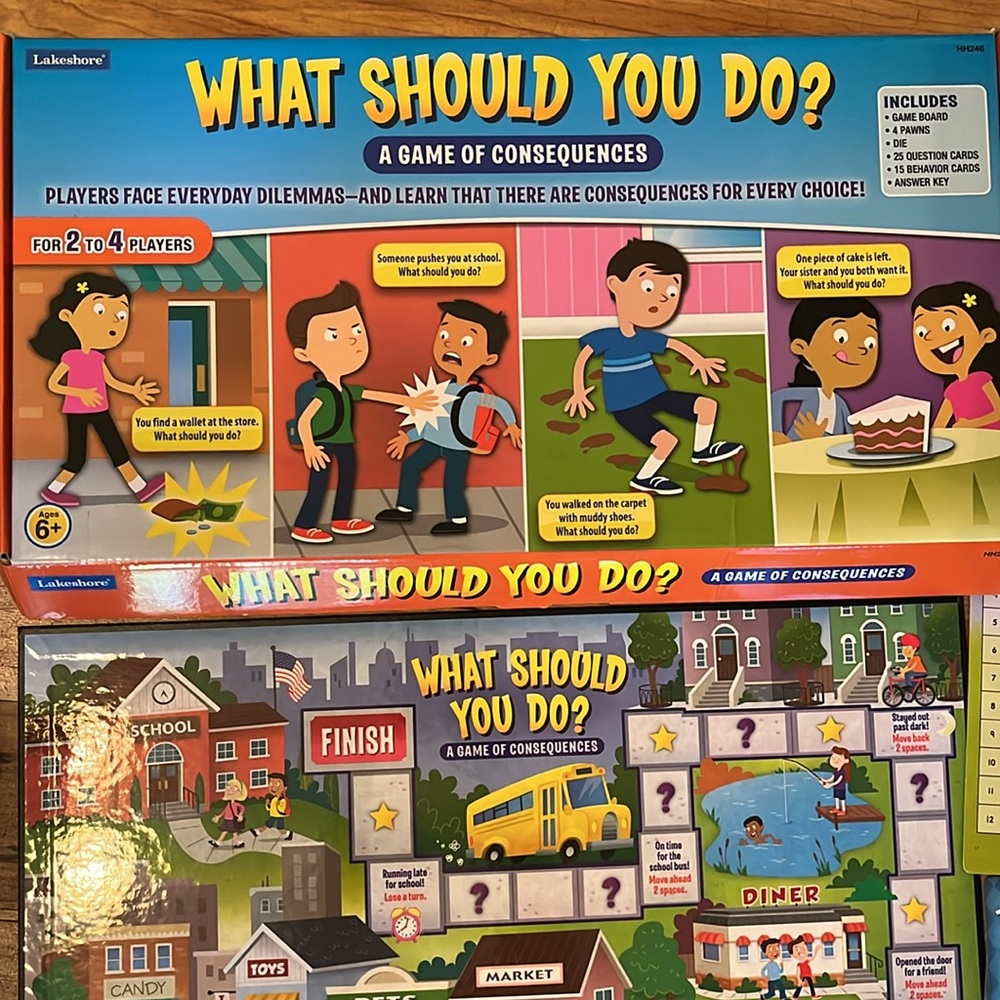 WHAT SHOULD YOU DO? Consequences Board Game ELEMENTARY Age 6+ Players 2-4 EUC